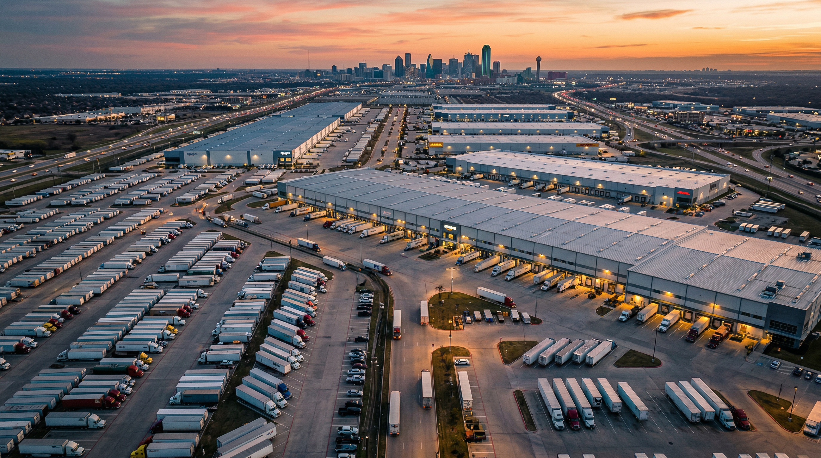 Aerial view of freight logistics hub